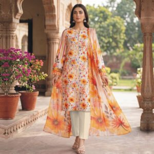 3 Piece Lawn Suit- Embroidered (Unstitched)